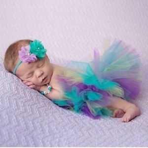 Newborn tutu headband photo gift set baby girl NEW